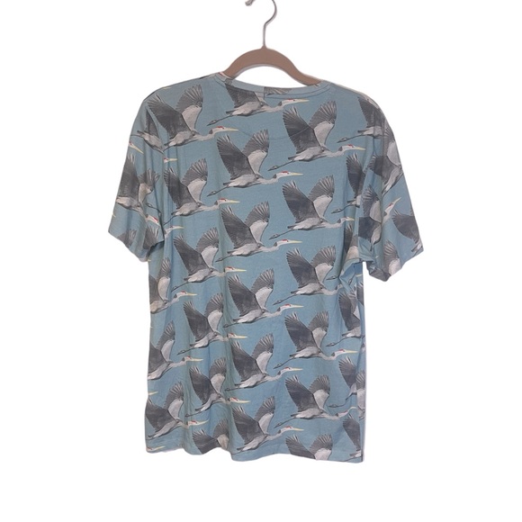 Ted Baker Men Short Sleeved Light Blue Heron Printed T-Shirts SZ 4 - Picture 3 of 10